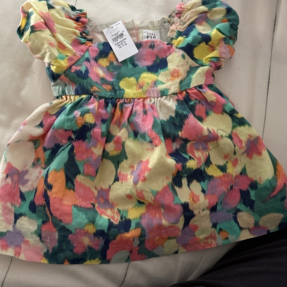 GAP Baby Dress with Pink and Green Floral Pattern